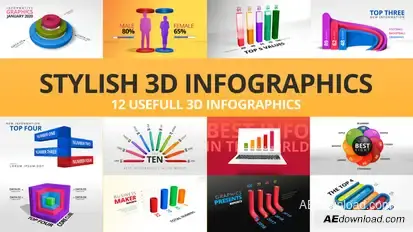 Stylish 3D Infographics Infographics template preview