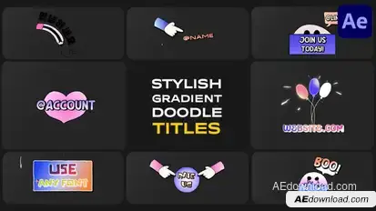 Stylish Gradient Doodle Titles for After Effects Titles template preview