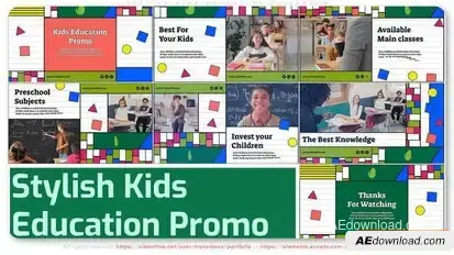 Stylish Kids Education Slideshow Openers template preview
