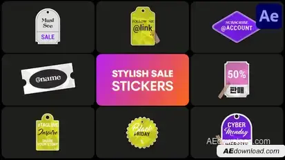 Stylish Sale Stickers | After Effects Elements template preview