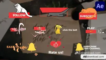 Subscribe Cats for After Effects Titles template preview