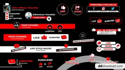 Subscribe Lower Thirds Elements template preview