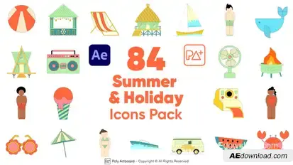Summer & Holiday Icons Pack For After Effects Elements template preview