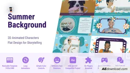 Summer Background Camp Party Video Displays template preview