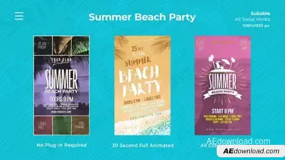 Summer Beach Party Instagram Reels Openers template preview