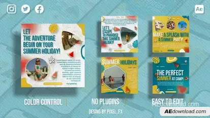 Summer Holiday Instagram Posts V2 Video Displays template preview