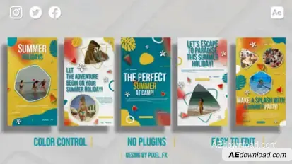 Summer Holiday Instagram Stories V2 Video Displays template preview