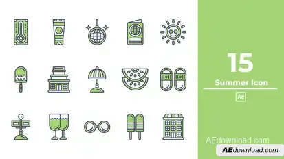 Summer Icon After Effect Elements template preview
