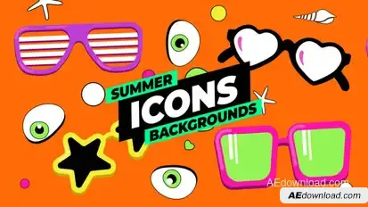 Summer Icons Backgrounds Elements template preview