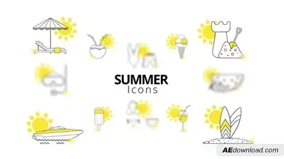 Summer Icons Elements template preview