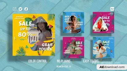 Summer Sale Instagram Posts Product Promo template preview