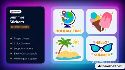 Summer Stickers Elements template preview