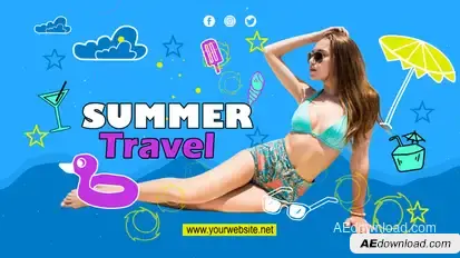 Summer Travel Vlog - YouTuber Video Displays template preview