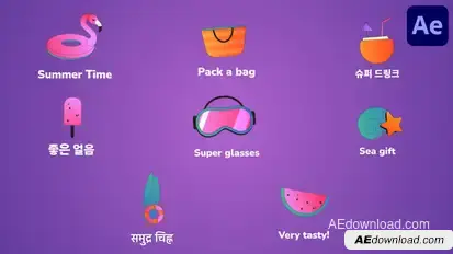 Summer Vacation Icons And Titles for After Effects Titles template preview