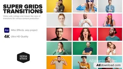Super Grid Transitions Video Wall 4K Elements template preview
