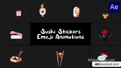 Sushi Stickers Emoji Animations for After Effects Elements template preview