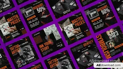 Tattoo Studio Social Posts Product Promo template preview