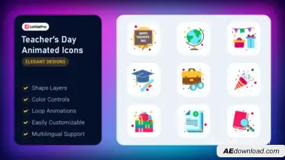 Teacher's Day Animated Icons Elements template preview
