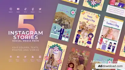 Teachers Day Vertical Video Displays template preview