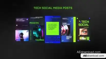Tech Social Media Posts Video Displays template preview