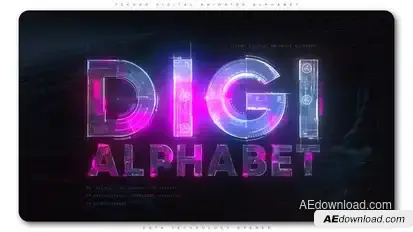 Techno Digital Animated Alphabet Titles template preview