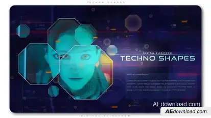 Techno Shapes Digital Slideshow Video Displays template preview