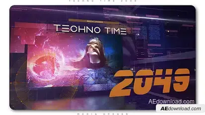 Techno Time 2049 Media Opener Video Displays template preview
