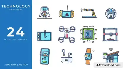 Technology Animated Icons | After Effects Elements template preview
