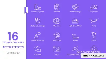 Technology Apps Line icons Pack Elements template preview