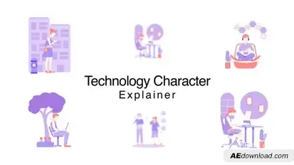 Technology Character Explainer Elements template preview