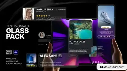Testimonials Glass Elements template preview