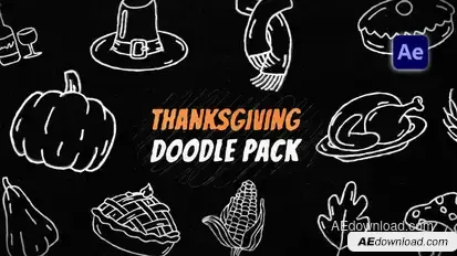 Thanksgiving Doodles Pack Elements template preview