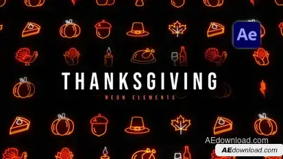 Thanksgiving Neon Elements Elements template preview