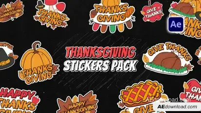 Thanksgiving Stickers Pack Titles template preview