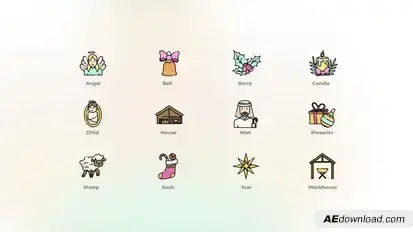 The birth of Christ - Christian Icons Elements template preview