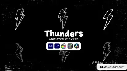Thunders Animated Stickers Elements template preview