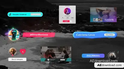Tik Tok Subscribe Elements Titles template preview