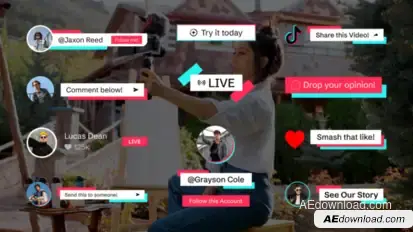 Tiktok Social Media Lower Third Elements template preview
