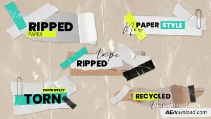Torn Crumple Paper Tapes Titles Lowerthirds 2 Titles template preview