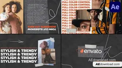 Torn Cut Slideshow for After Effects Openers template preview