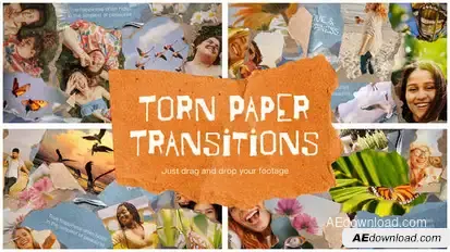 Torn Paper Scrapbook Transitions Elements template preview