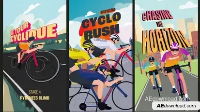 Tour de Bike Cycling Titles & Stories Pack Openers template preview