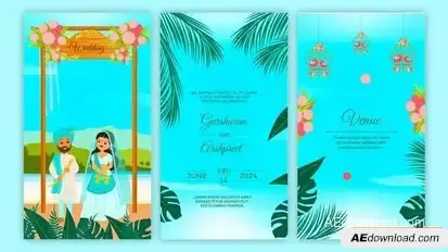 Videohive Traditional Punjabi Theme Wedding Invitation Story Video Displays template preview