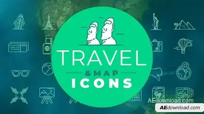 Travel & Map Icons Elements template preview