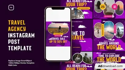 Travel Agency Instagram Post Template Product Promo template preview
