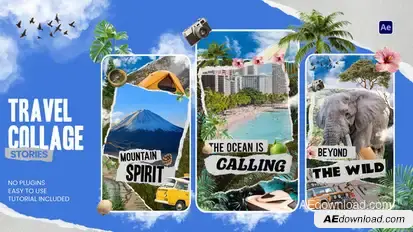 Travel Collage Stories Elements template preview