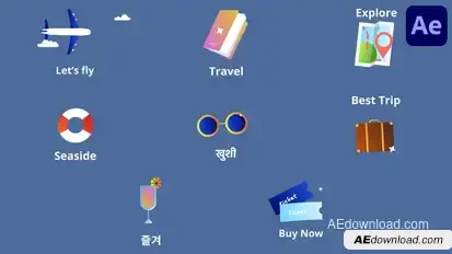 Travel Icons And Titles for After Effects Titles template preview