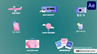 Travel Icons And Titles for After Effects Titles template preview