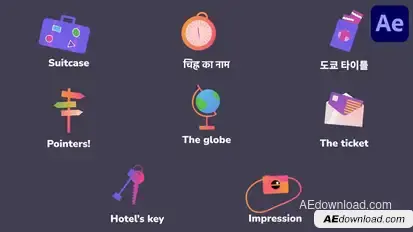 Travel Icons And Titles for After Effects Titles template preview