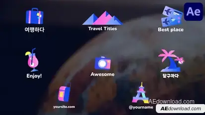 Travel Icons And Titles for After Effects Titles template preview